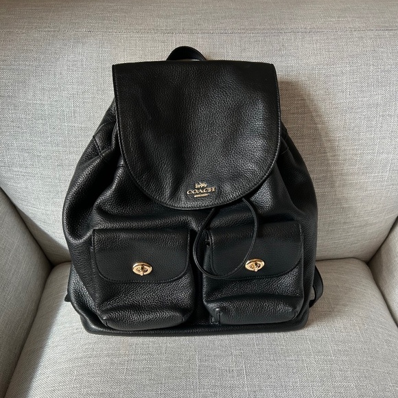 Coach Black Leather Backpack - Picture 8 of 9